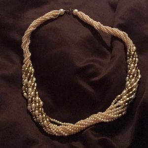 Pearl and gold beaded necklace